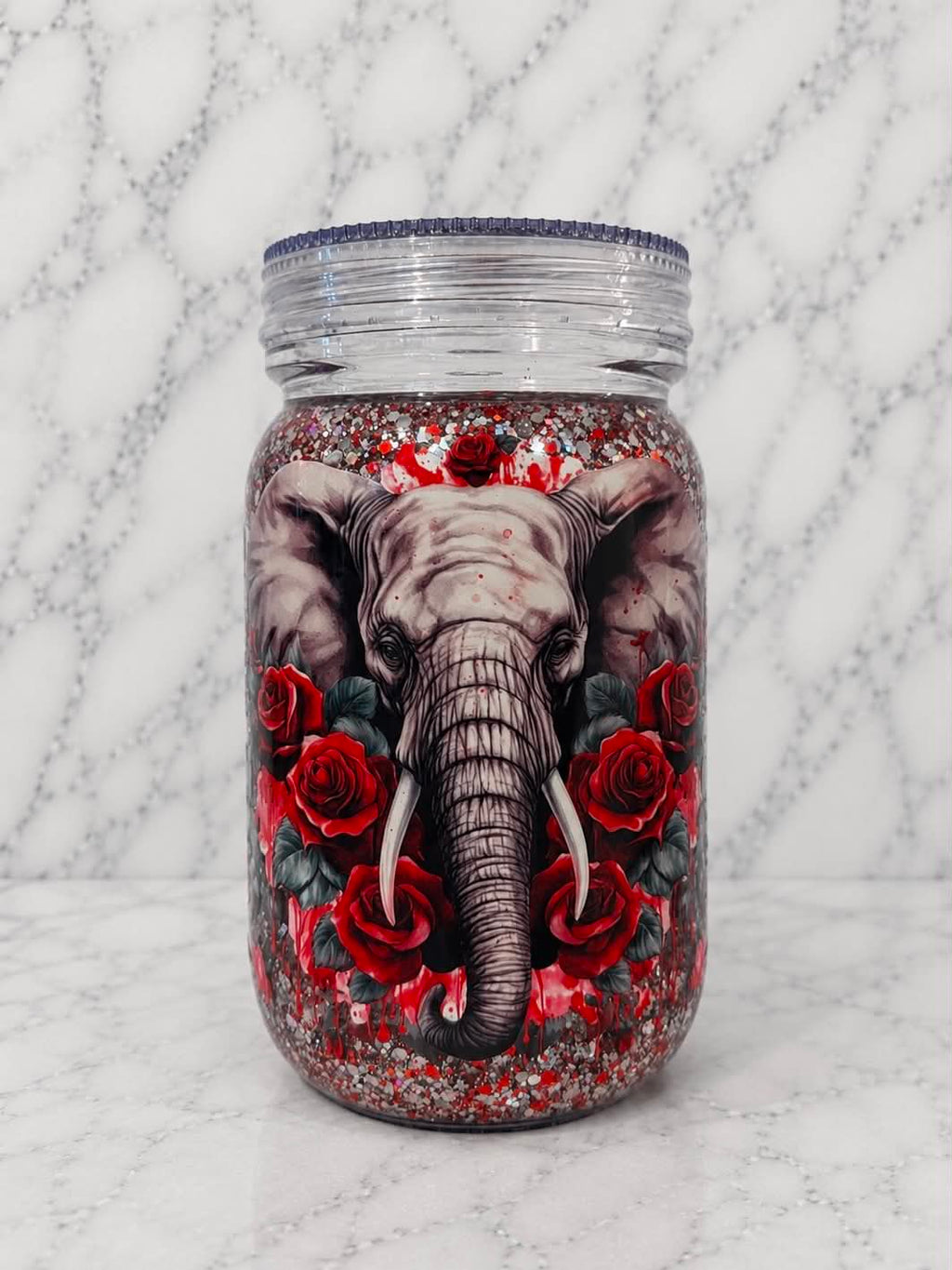 500ml Mason Jar Snowglobe Tumbler