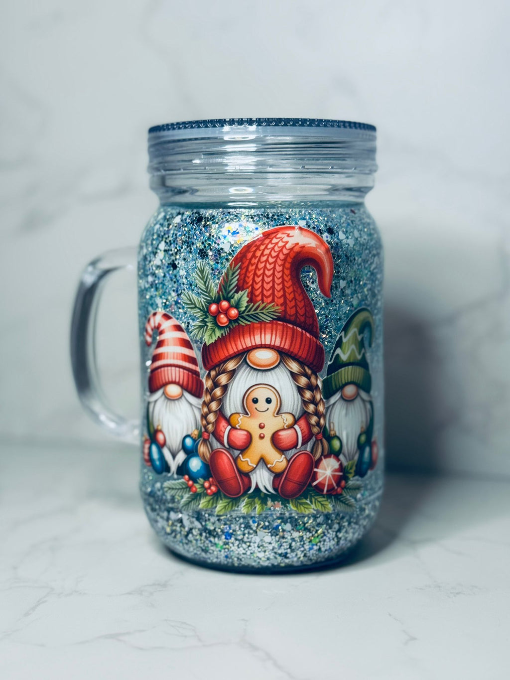 500ml Mason Jar Snowglobe Tumbler