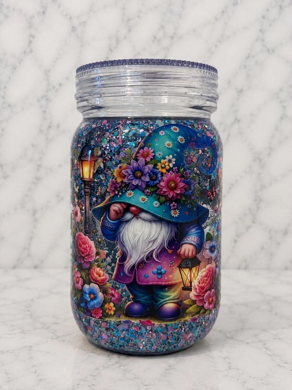 500ml Mason Jar Snowglobe Tumbler